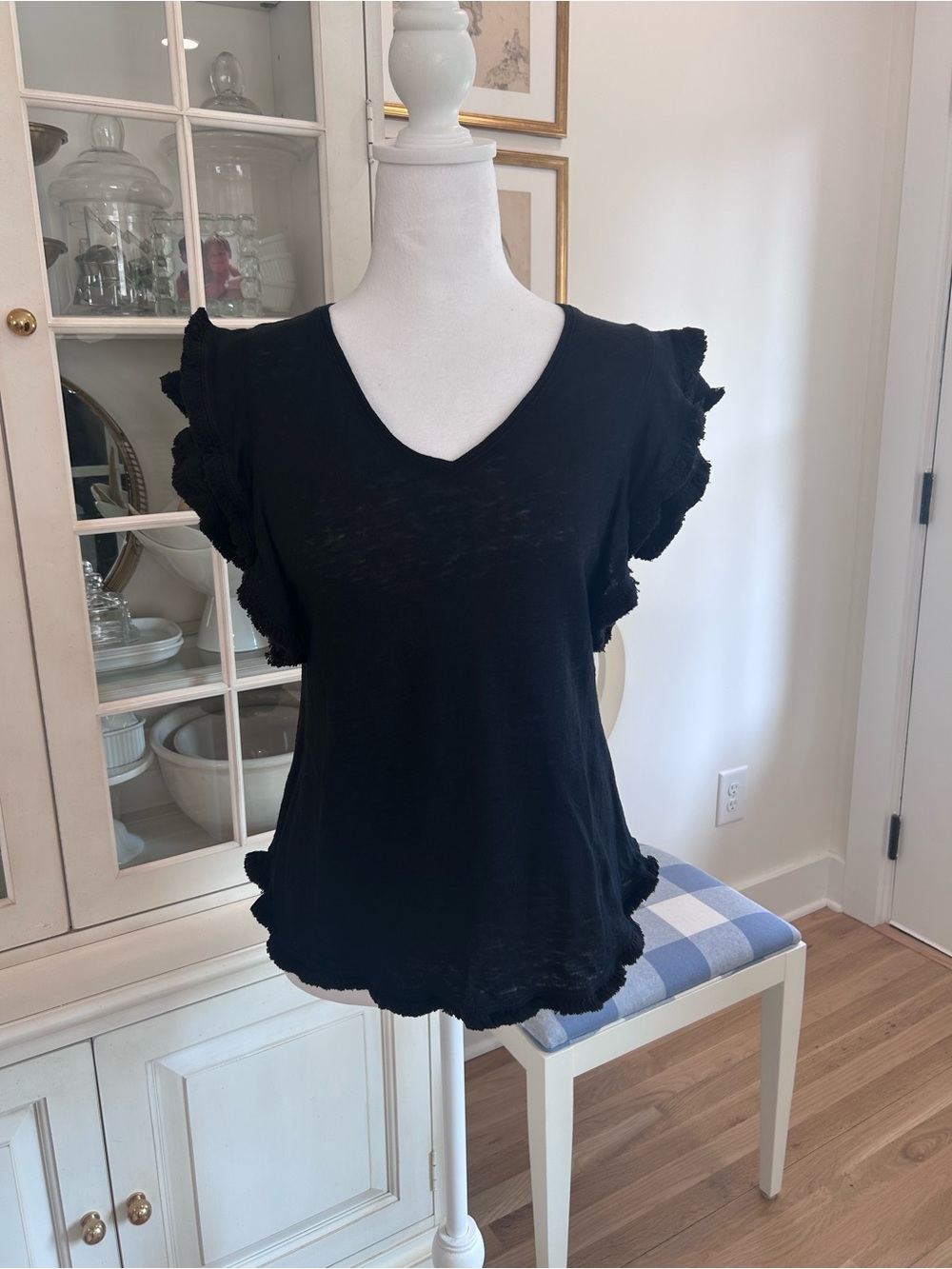 Chico’s Black Linen Top Sz Medium